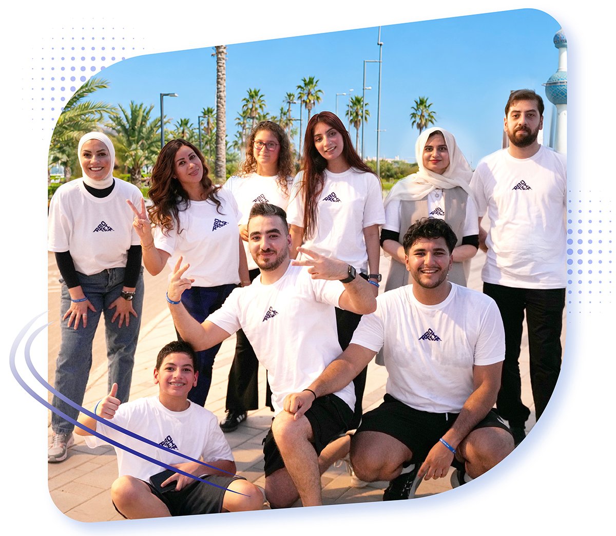 The Protein team in branded shirts at an outdoor event in Kuwait City