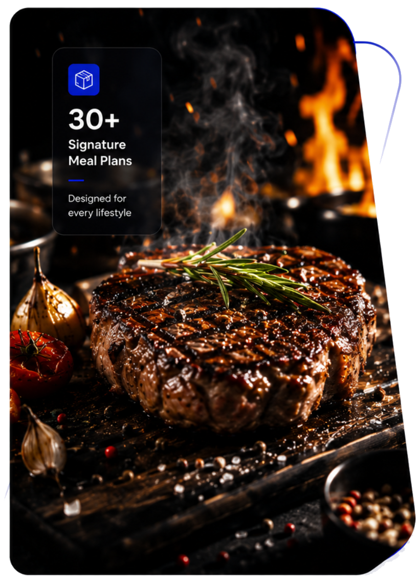 A grilled steak with herbs from the Protein signature meal plans